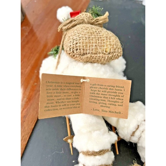 TJ Santas by Tina Mitchell 8" Santa Fuzzy White Rustic Snowshoe Ornament #905376 - Picture 10 of 15